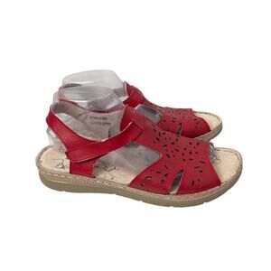 Spring Step Sandals Womens Size 9 Hermila Red Leather 40 Slingback